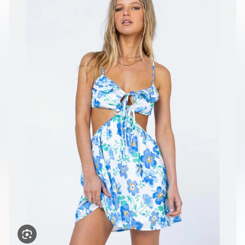Princess Polly Offshore Mini Dress Blue Foral Small